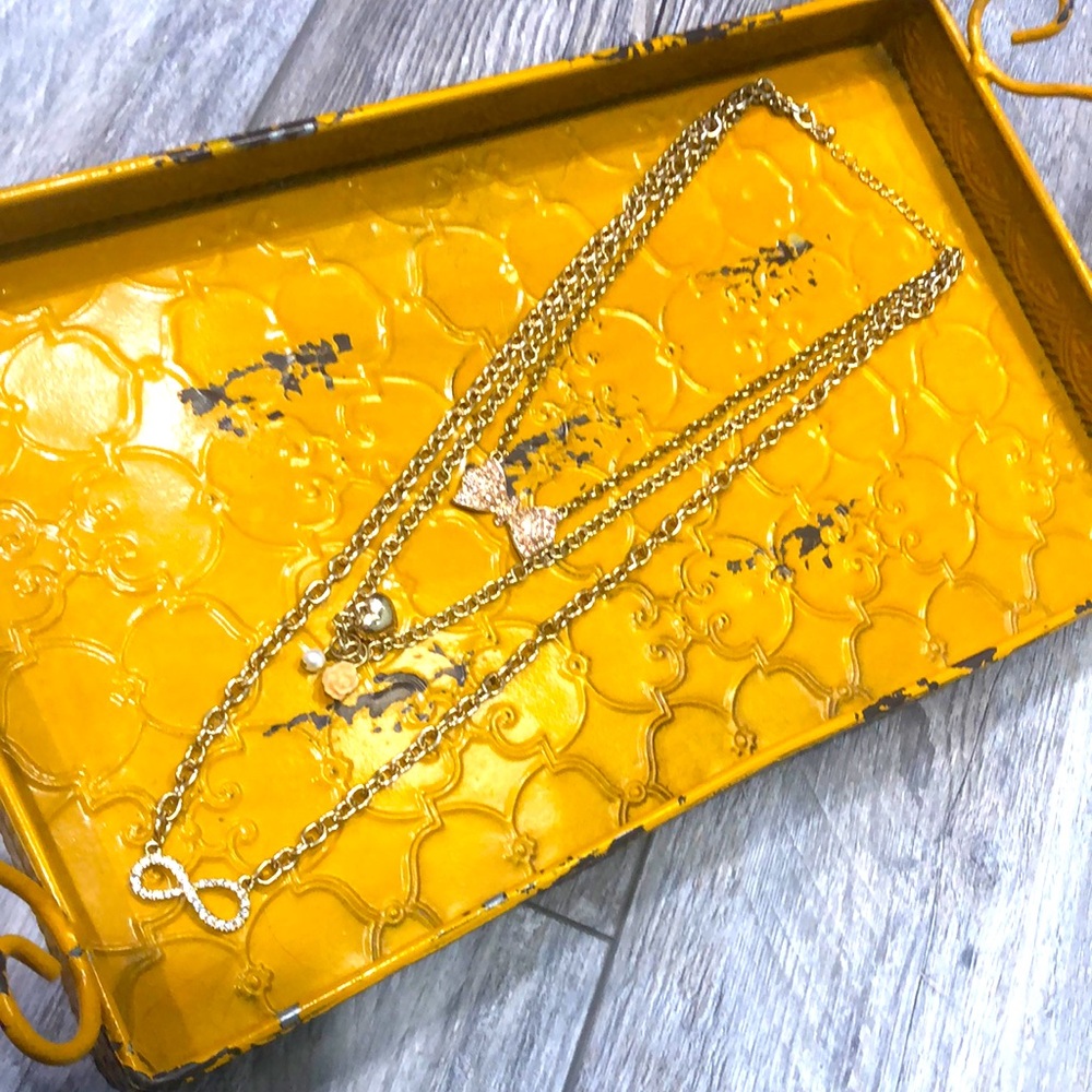 Three layers gold chain necklace